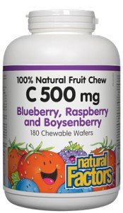 Natural Factors C 500mg Natural Fruit Chews-Blueberry, Raspberry & Boysenberry 180 Chewable