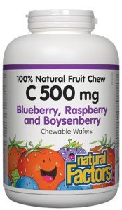 Natural Factors C 500mg Natural Fruit Chews-Blueberry, Raspberry & Boysenberry 90 Chewable