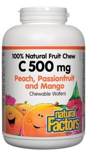 Natural Factors C 500mg Natural Fruit Chews-Passionfruit, Peach & Mango 90 Chewable