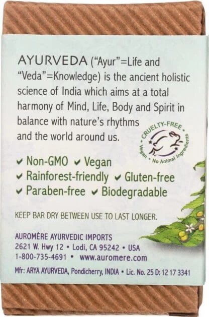 Auromere Ayurvedic Products Soap-Tulsi-Neem 2.75 oz. Bar Soap