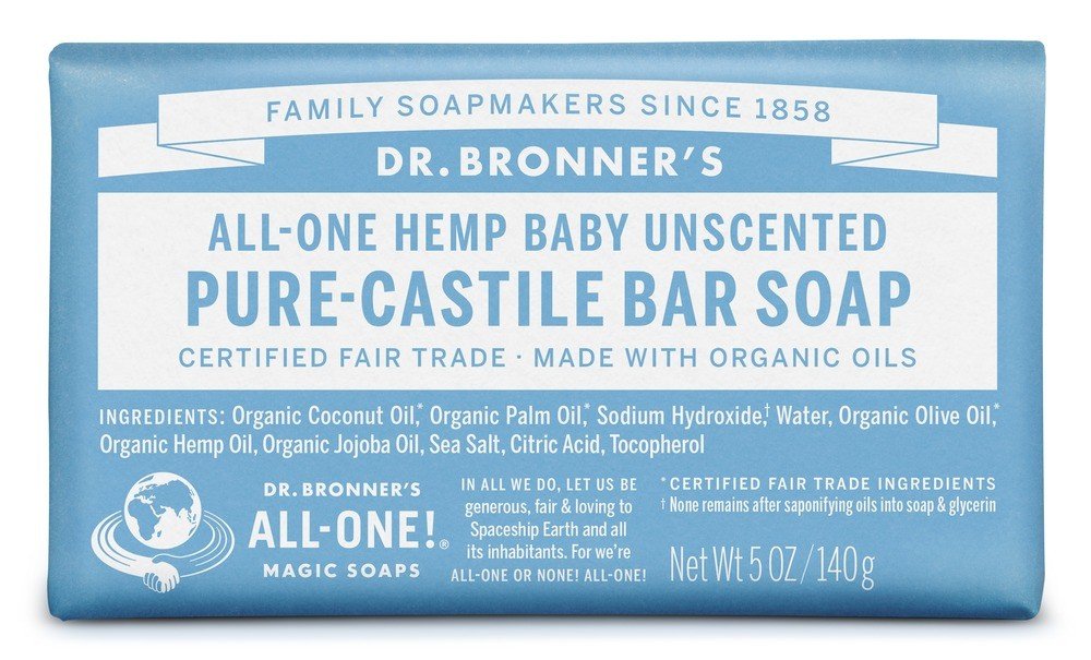 Dr. Bronner&#39;s Pure Castile Bar Soap Baby Unscented 5 oz Bar