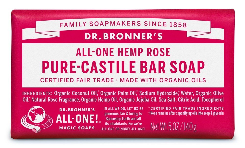 Dr. Bronner's Pure Castile Bar Soap-Rose 5 oz Bar