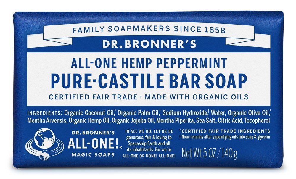 Dr. Bronner&#39;s Pure Castile Bar Soap-Peppermint 5 oz Bar