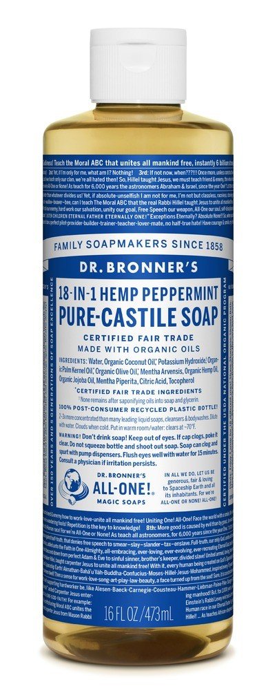 Dr. Bronner's Pure Castile Liquid Soap-Peppermint 16 oz Liquid