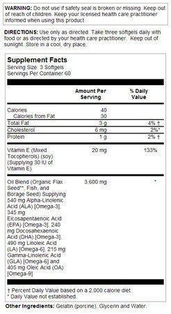 Natures Life The Total EFA- Fish/Borage/EPO 180 Softgel