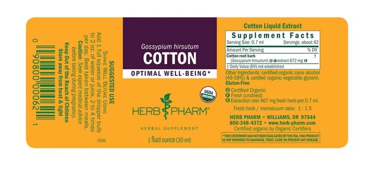 Herb Pharm Cotton Root Bark Extract 1 oz Liquid