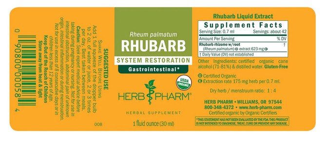 Herb Pharm Rhubarb Extract 1 oz Liquid