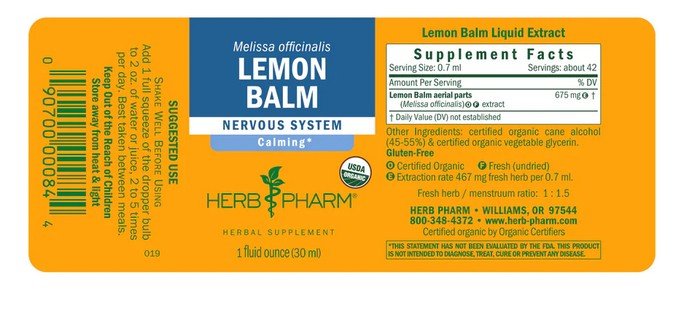 Herb Pharm Lemon Balm Blend 1 oz Liquid