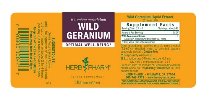 Herb Pharm Wild Geranium Extract 1 oz Liquid