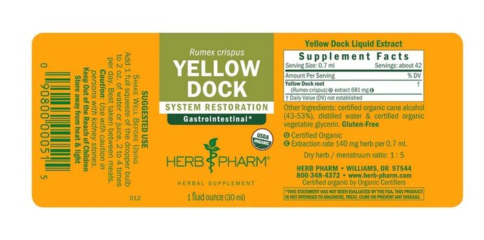 Herb Pharm Yellow Dock Extract 1 oz Liquid