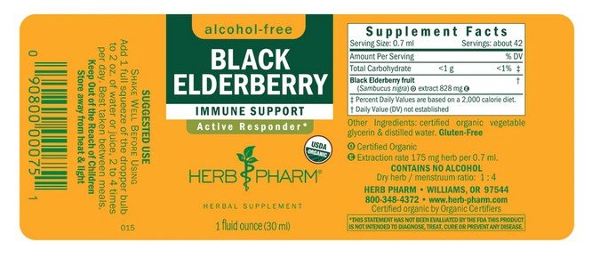 Herb Pharm Black Elderberry Alcohol Free 1 oz Liquid