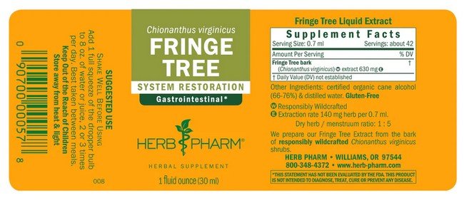 Herb Pharm Fringe Tree Extract 1 oz Liquid