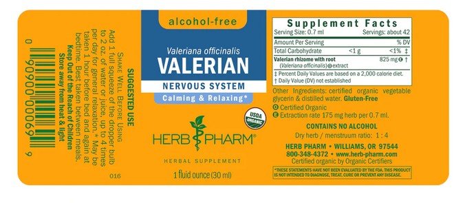 Herb Pharm Valerian Alcohol Free 1 oz Liquid