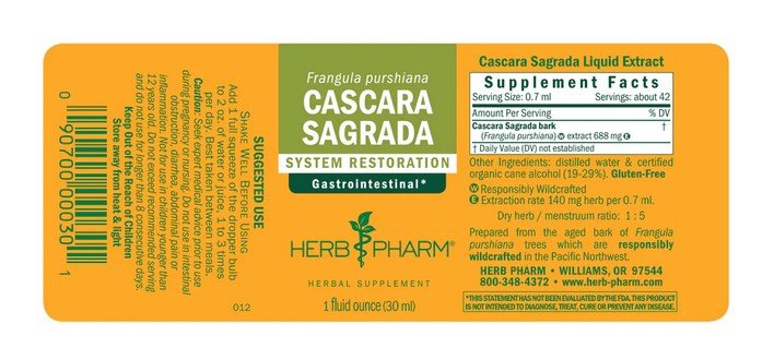 Herb Pharm Cascara Sagrada Extract 1 oz Liquid