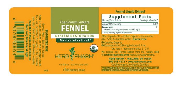 Herb Pharm Fennel Extract 1 oz Liquid