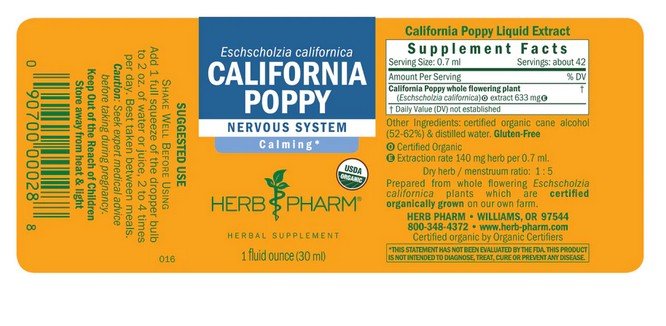 Herb Pharm California Poppy Extract 1 oz Liquid