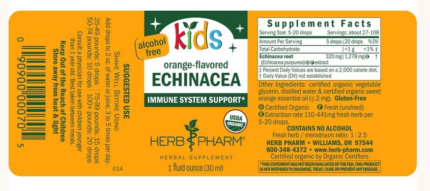 Herb Pharm Kids Echinacea Glycerite - Orange 1 oz Liquid