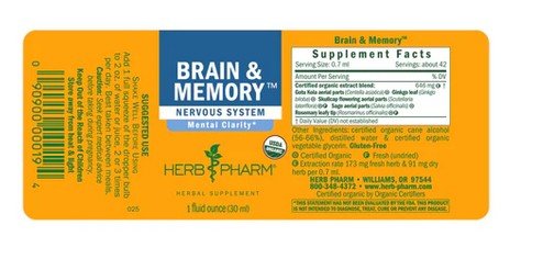 Herb Pharm Brain &amp; Memory Tonic 1 oz Liquid