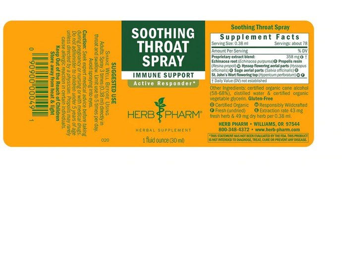Herb Pharm Soothing Throat spray 1 oz Spray
