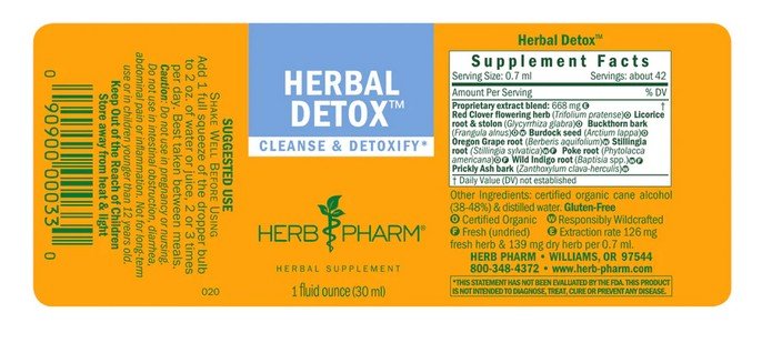 Herb Pharm Herbal Detox 1 oz Liquid