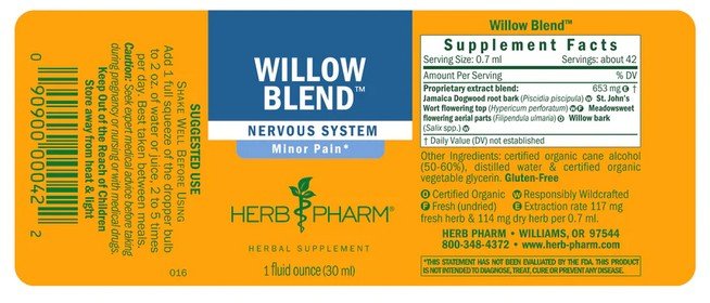 Herb Pharm Willow Blend 1 oz Liquid