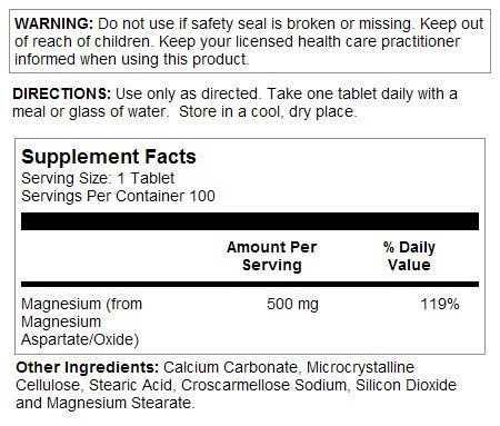 LifeTime Magnesium 500mg From Aspartate Oxide 100 Tablet