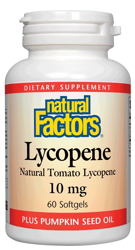 10 milligrams Lycopene | Natural Factors | Antioxidant | Tomato Lycopene | Pumpkin Seed Oil | Dietary Supplement | 60 Softgels | VitaminLife