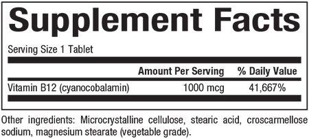 Natural Factors B-12 Cyanocobalamin 1000mcg 60 Tablet