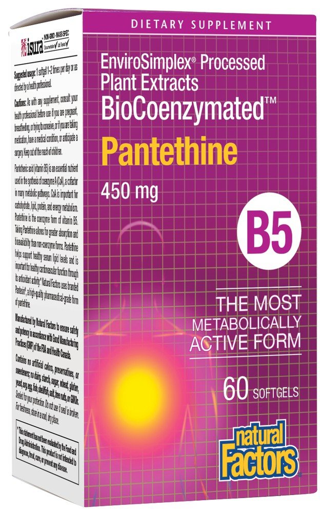 Natural Factors BioCoenzymated Pantethine 450 mg 60 Soft Gel