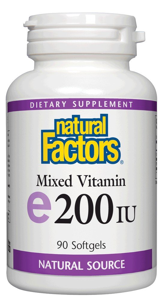 Mixed Vitamin e200 IU | Natural Factors | Antioxidants | Cardiovascular Support | Dietary Supplement | 90 Softgels | VitaminLife