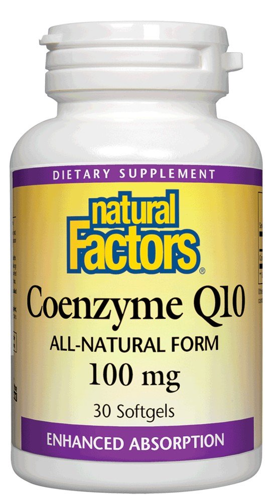 Natural Factors Coenzyme Q10 100mg In Base of Rice Bran Oil 30 Softgel