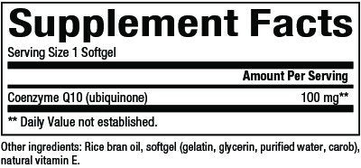 Natural Factors Coenzyme Q10 100mg In Base of Rice Bran Oil 60 Softgel