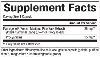 Natural Factors Pycnogenol Pine Bark 25mg 60 Capsule