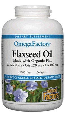 Natural Factors Flaxseed Oil 1000mg High Lignan Organic 180 Softgel