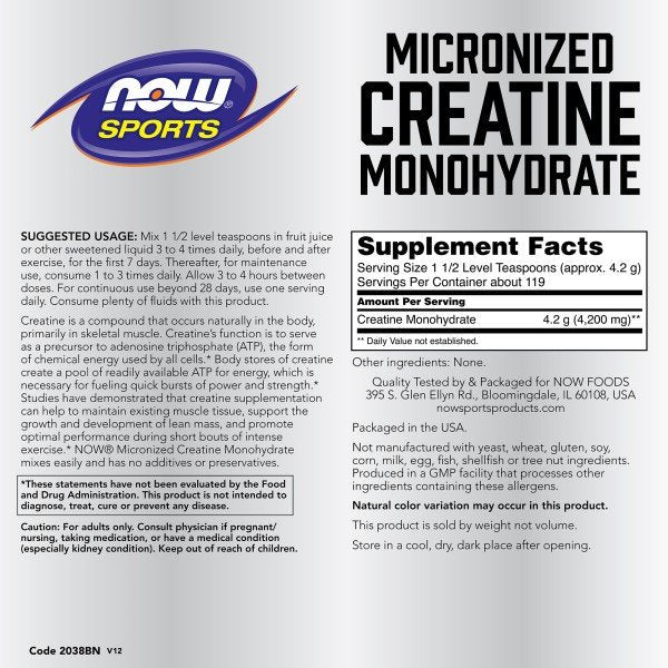 Now Foods Creatine Powder 500 g Powder