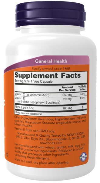 Now Foods Alpha Lipoic Acid 100mg With E &amp; C 120 VegCap