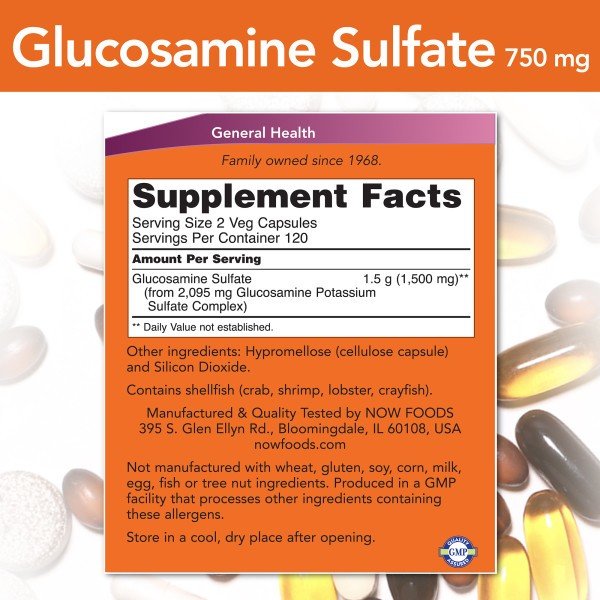 Now Foods Glucosamine Sulfate 750mg 240 Capsule