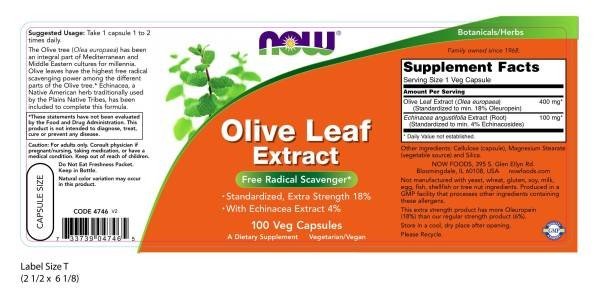 Now Foods Olive Leaf Extract w/Echinacea 100 VegCap