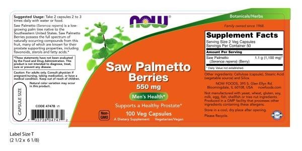 Now Foods Saw Palmetto Berry 550mg 100 Capsule