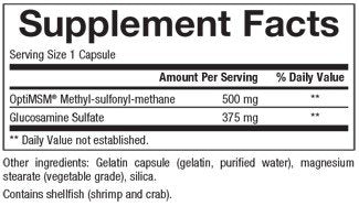 Natural Factors MSM 500mg/Glucosamine 375mg 180 Capsule