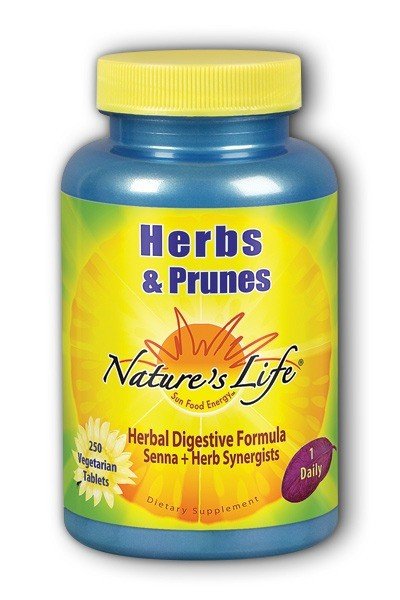 Herbs & Prunes | Nature's Life | Herbal Digestive Formula | Senna | Herb Synergists | Vegetarian | 1 Daily | 250 Tablets | VitaminLife