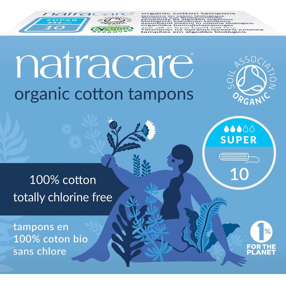 Natracare Certified Organic 100% Cotton Super Tampons 10 Tampon