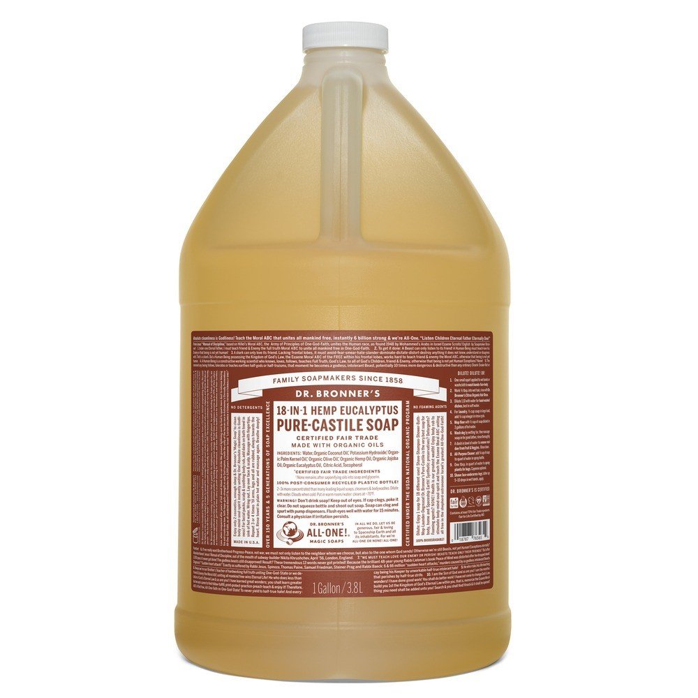 Dr. Bronner's Pure Castile Liquid Soap-Eucalyptus 1 Gallon Liquid