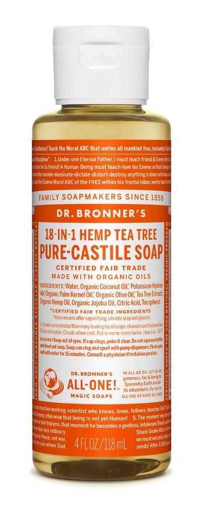 Dr. Bronner's Pure Castile Liquid Soap-Tea Tree 4 oz Liquid