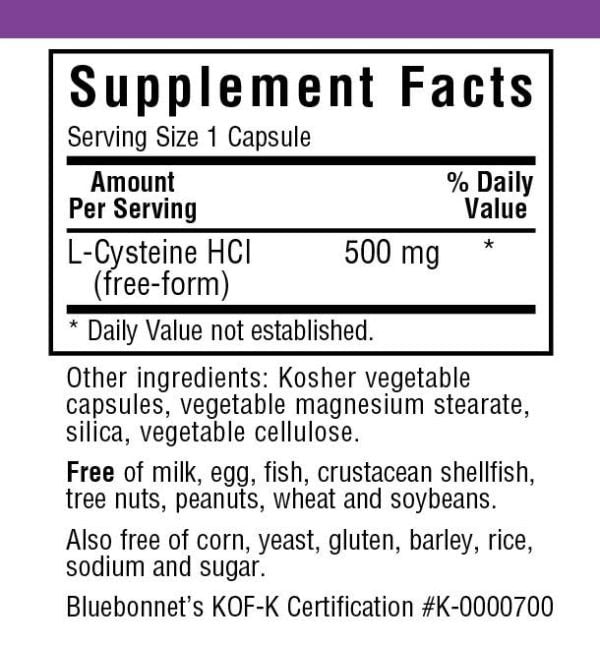 Bluebonnet L-Cysteine 500mg 60 VegCaps