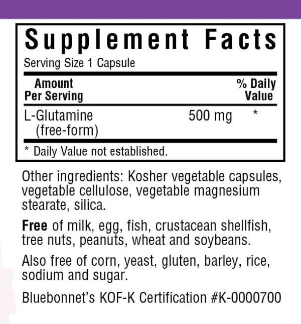 Bluebonnet L-Glutamine 500mg 100 VegCaps