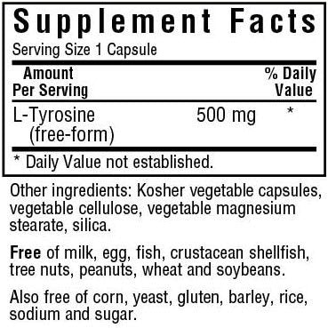 Bluebonnet L-Tyrosine 500mg 50 VegCaps