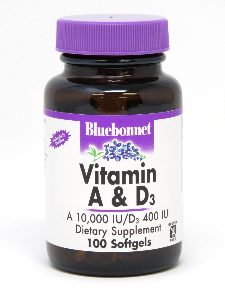 Bluebonnet Vitamin A&D 10,000IU/400IU 100 Softgel