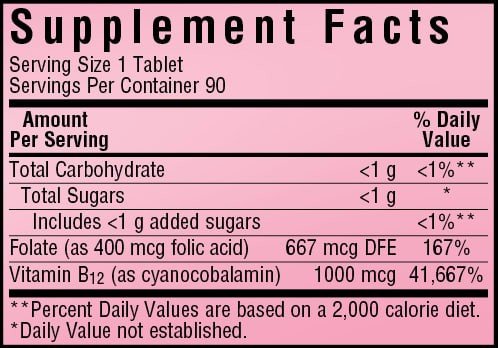 Bluebonnet Vitamin B-12 &amp; Folic Acid 90 Chewable