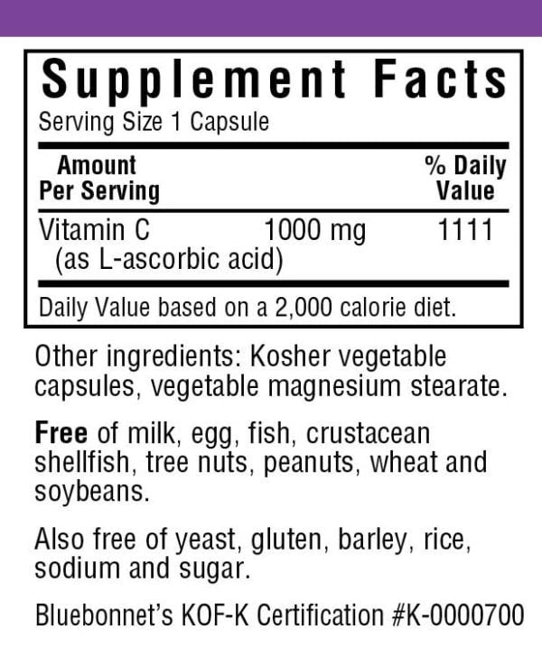 Bluebonnet Vitamin C 1000mg 90 VegCaps